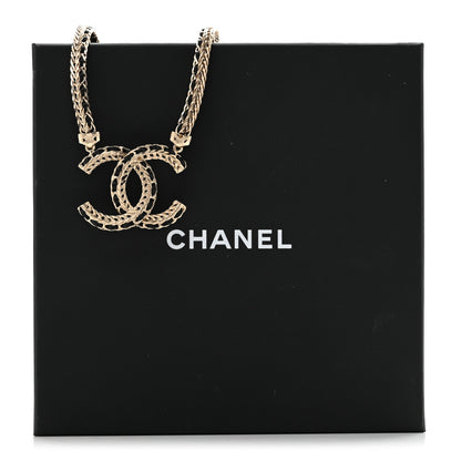 Chanel Metal Lambskin CC Chain Necklace Gold Black 7 of 7
