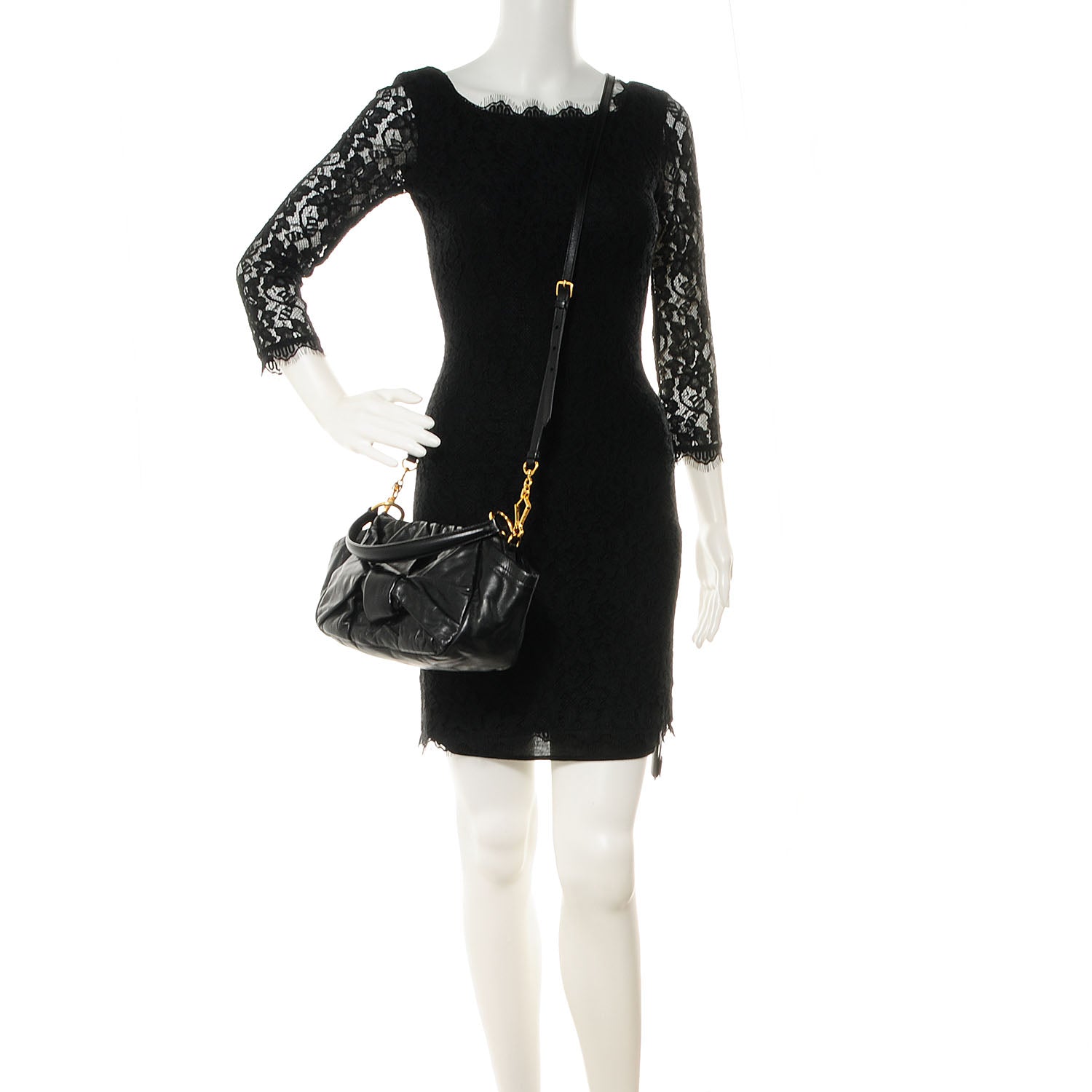 Prada Leather Dressy New Look Shoulder Bag Nero Black 2 of 9