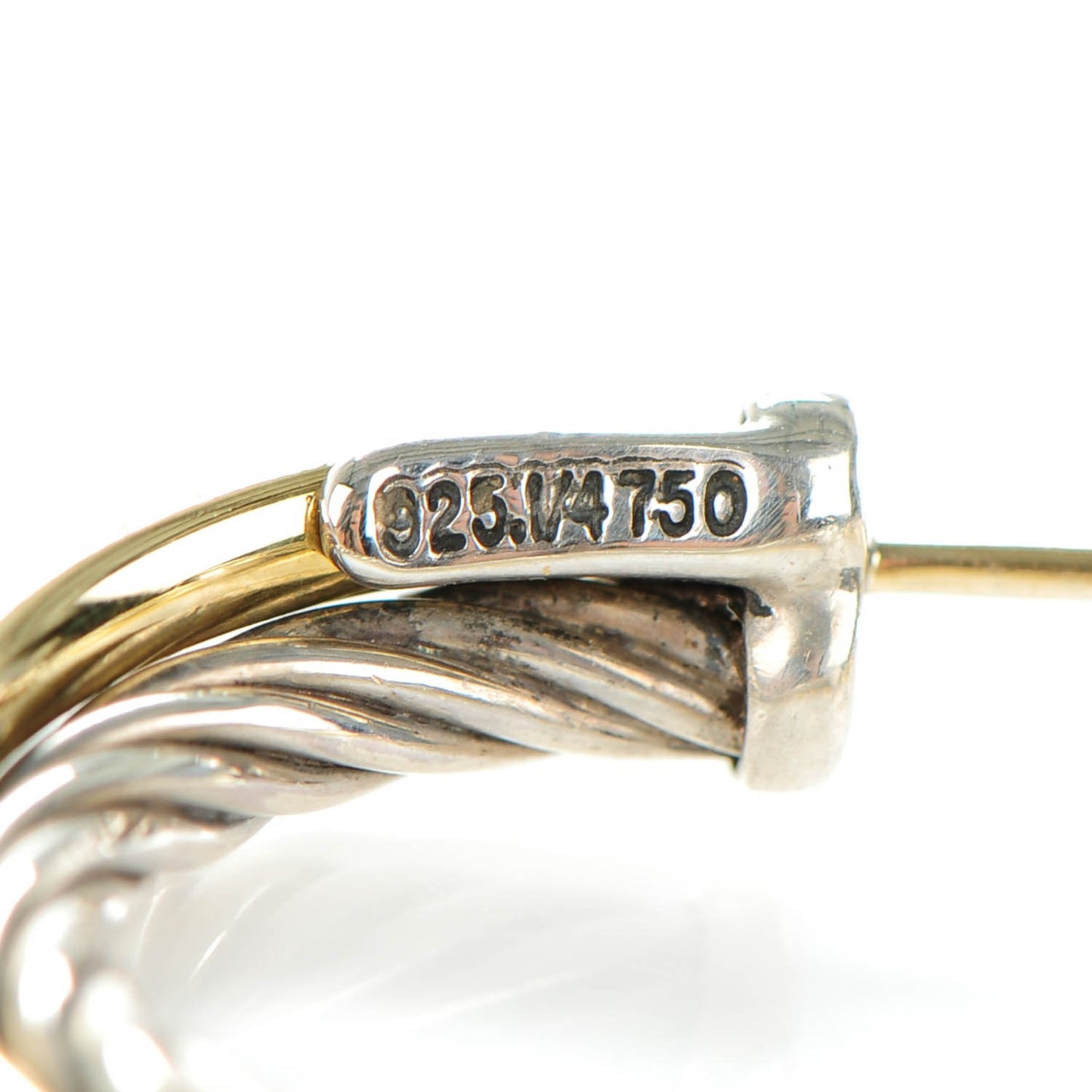 Sterling Silver 18K Yellow Gold 23mm Crossover Cable Hoop Earrings