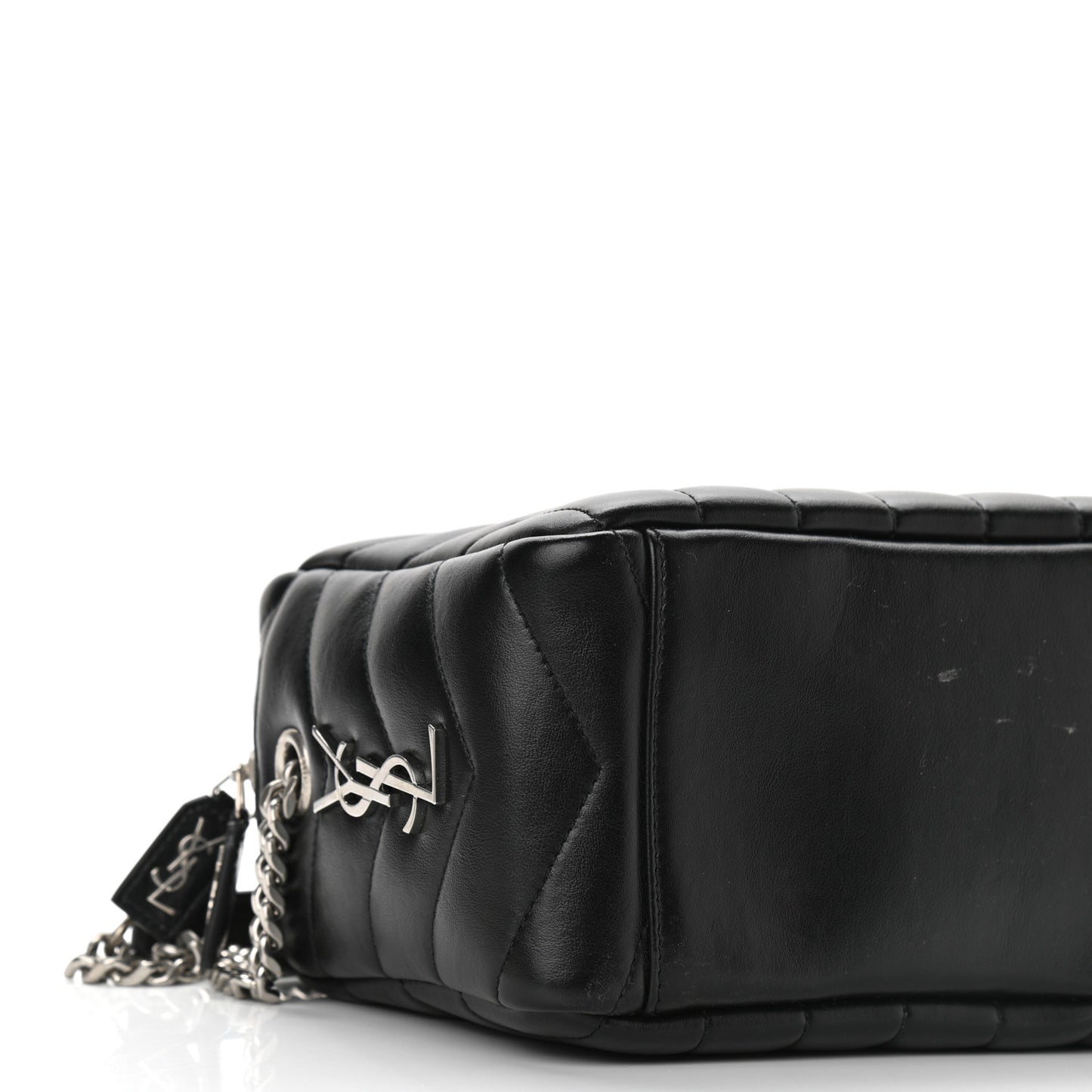 Calfskin Y Quilted Monogram Small Loulou Bowling Bag Black