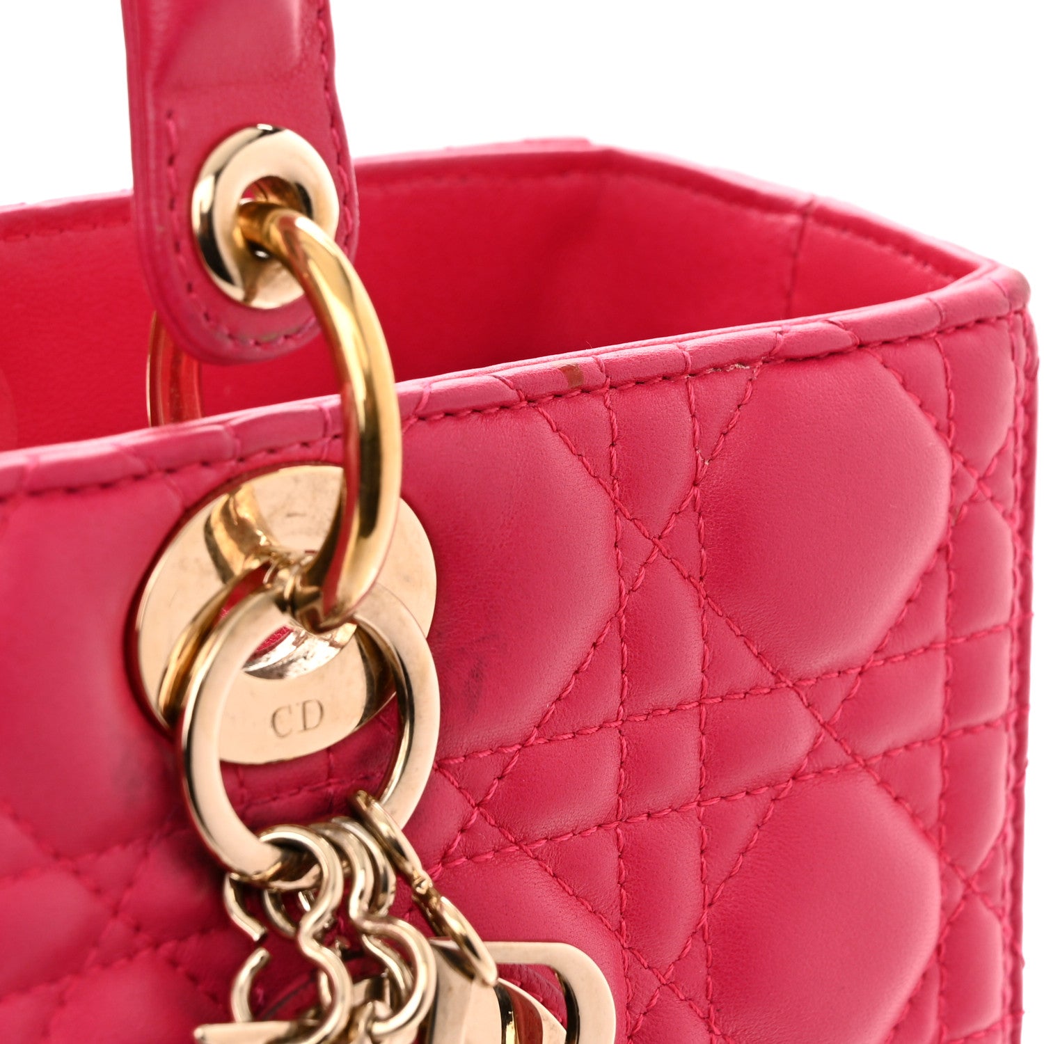 Christian Dior Lambskin Cannage Large Lady Dior Fuchsia 11 of 13
