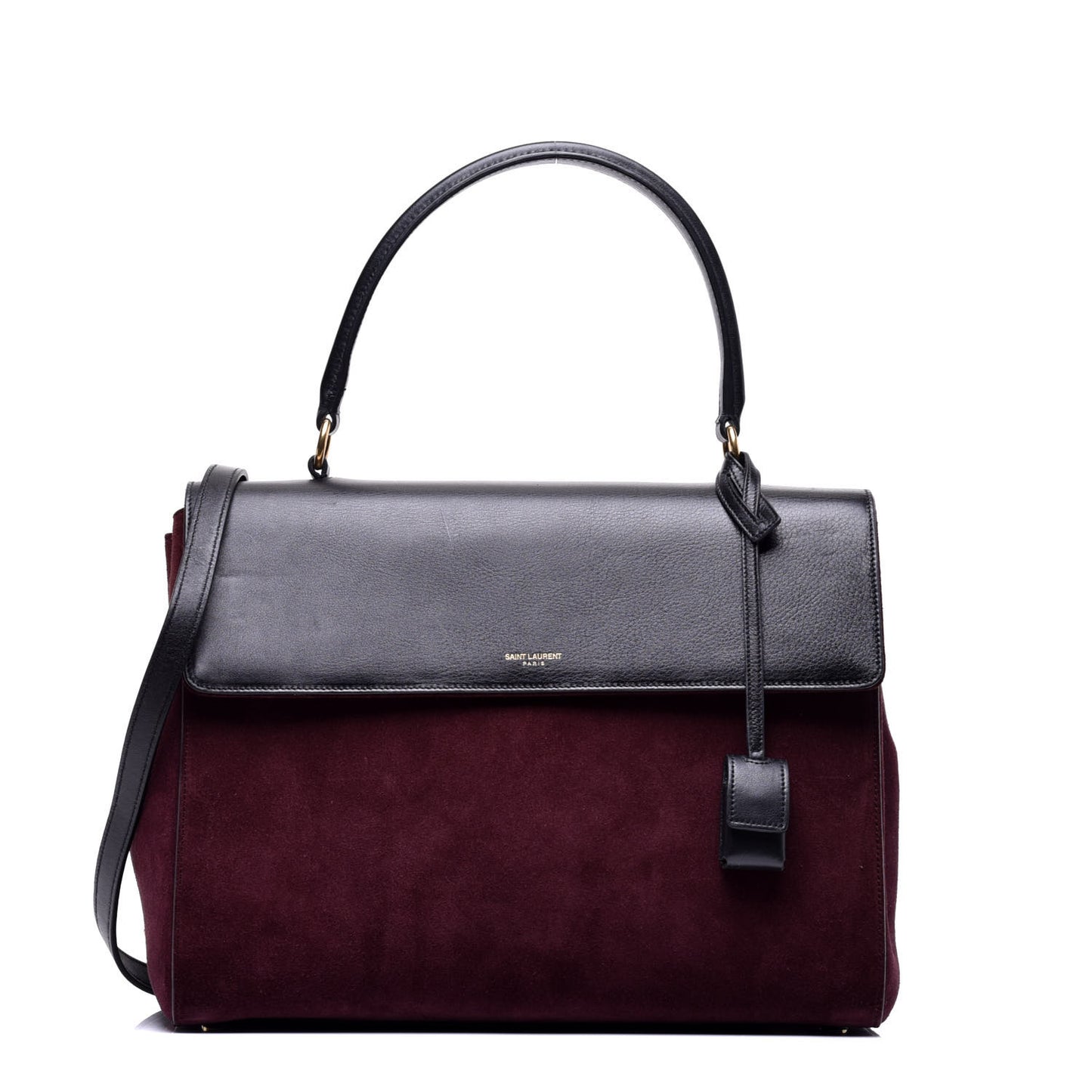 Calfskin Suede Medium Moujik Top Handle Bag Amarena Black