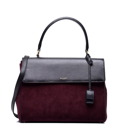 Saint Laurent Calfskin Suede Medium Moujik Top Handle Bag Amarena Black 1 of 9