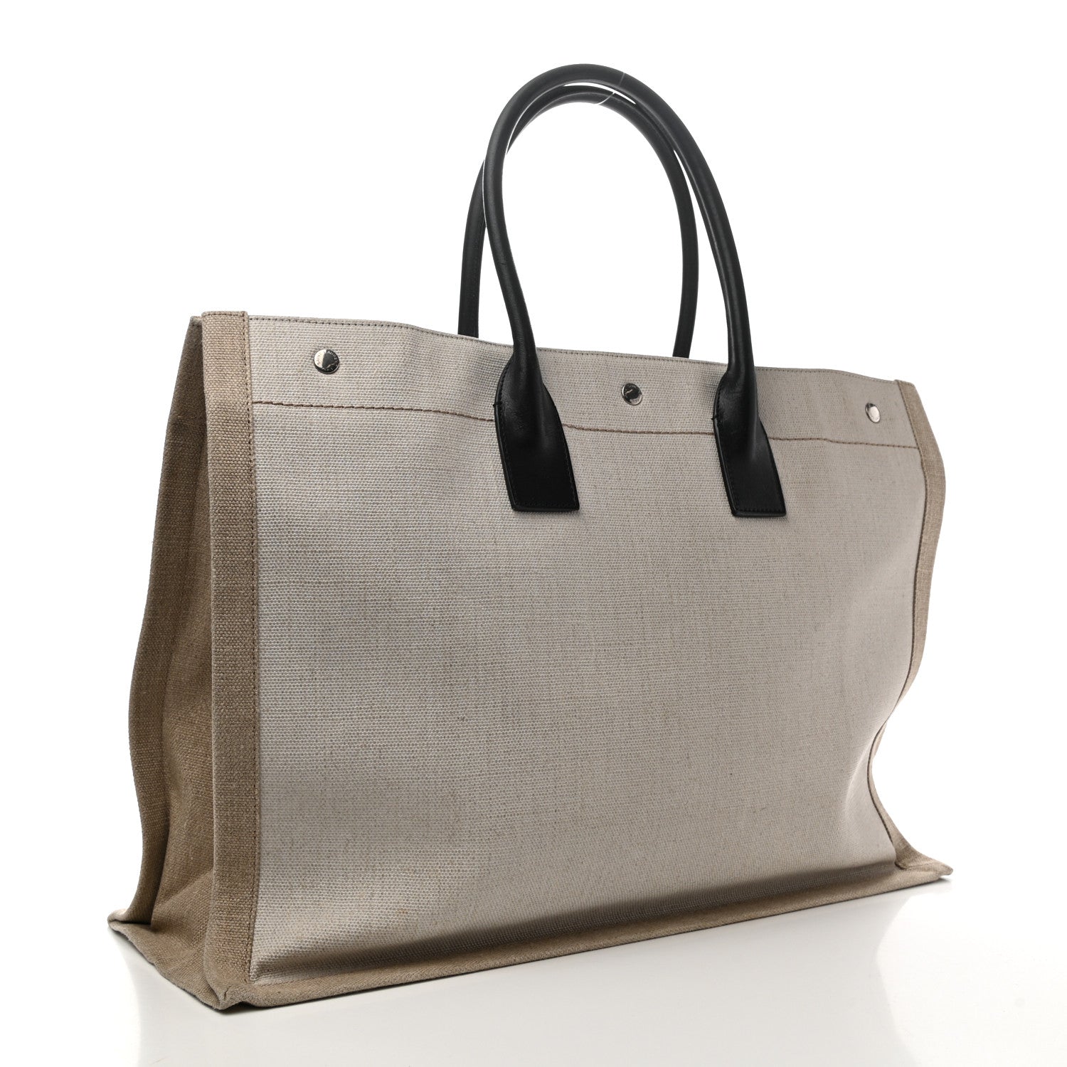 Saint Laurent Linen Calfskin Rive Gauche Tote Optic White 3 of 9