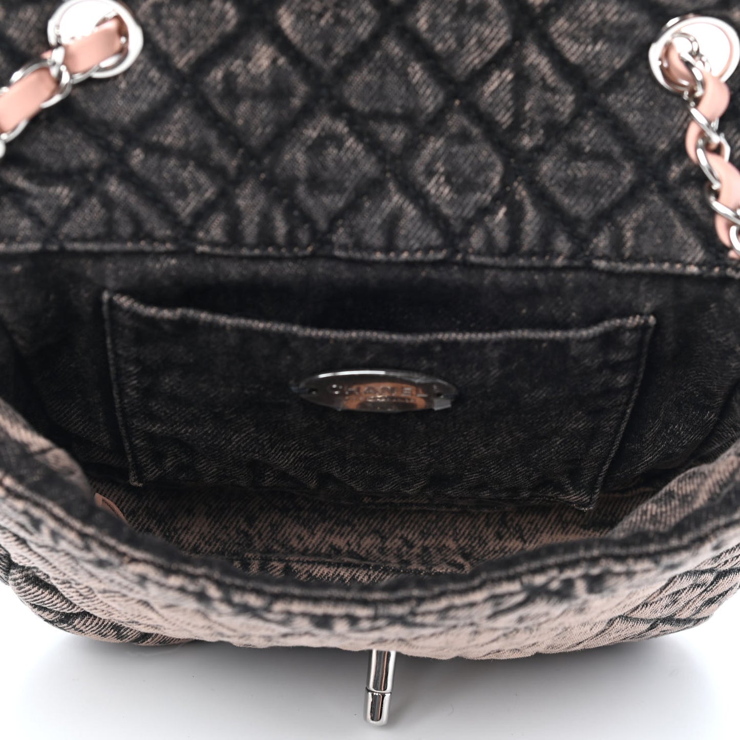Washed Denim Quilted Small Denimpression Flap Rose Clair