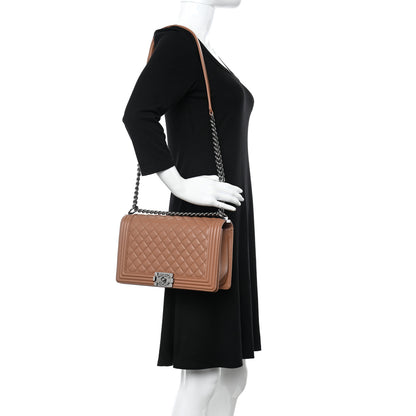 Chanel Calfskin Quilted New Medium Boy Flap Dark Beige 2 of 10
