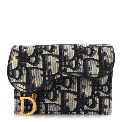 Christian Dior Oblique Saddle Card Holder Blue 1 of 8