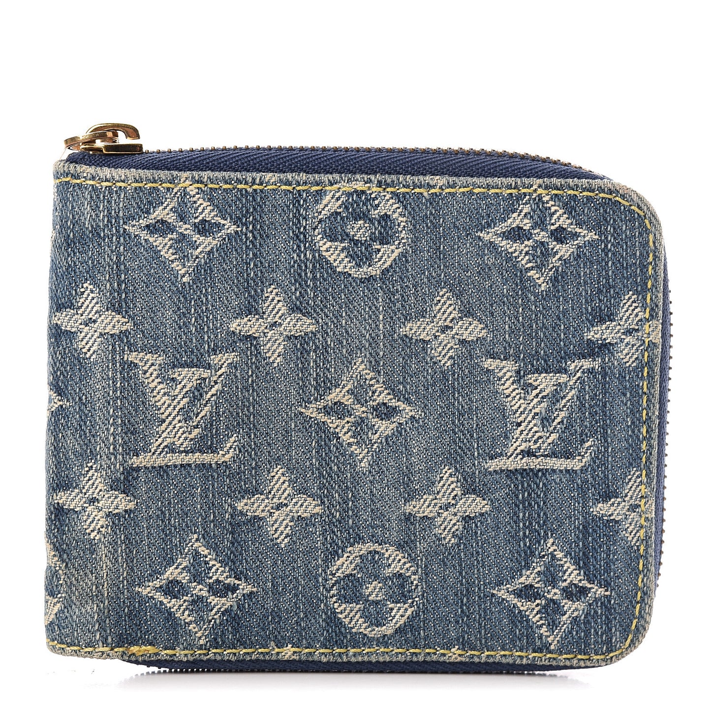 Denim Zip Compact Wallet Blue