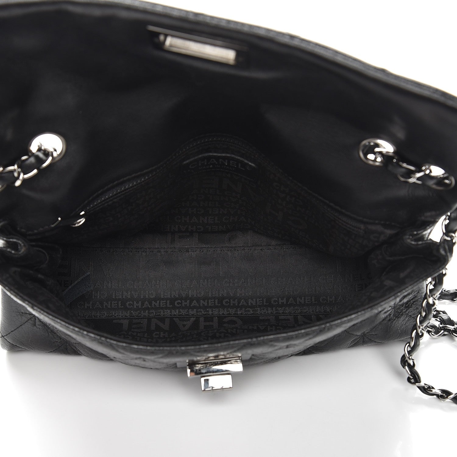 Chanel Glazed Crackled Calfskin Mademoiselle Flap Black 7 of 8