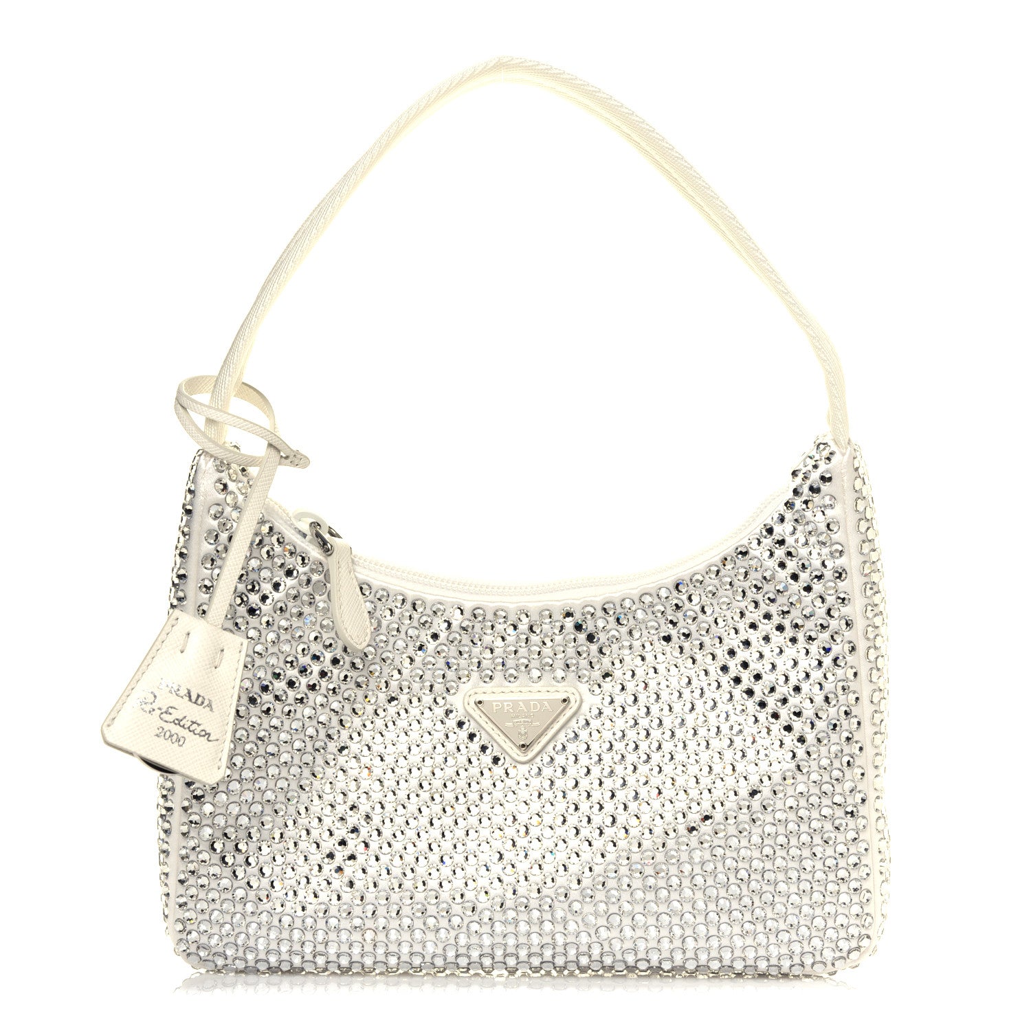 Prada Satin Crystal Mini Re-Edition 2000 Bag White 1 of 4