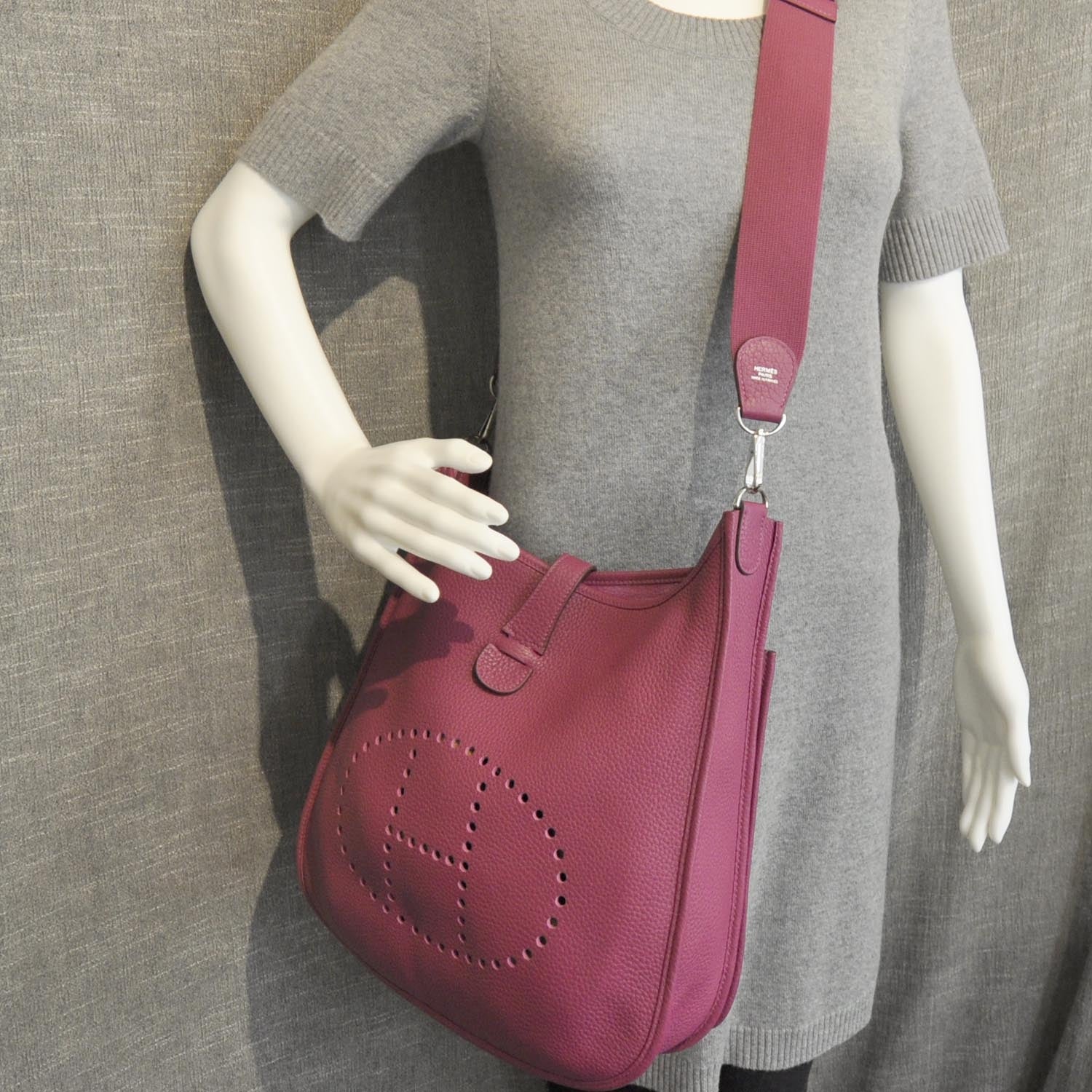 Hermes Taurillon Clemence Evelyne III GM Tosca Pink 3 of 9