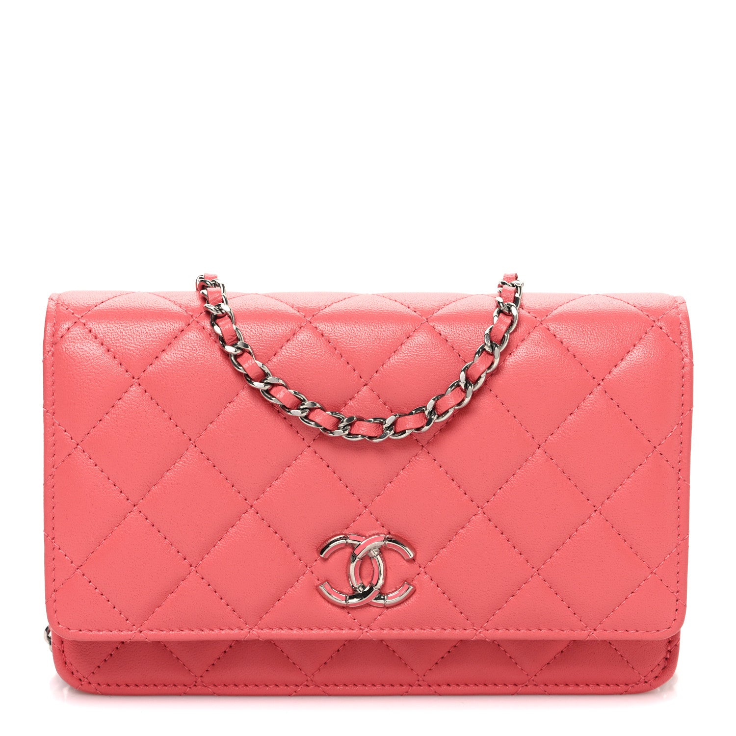 Chanel Lambskin Quilted Wallet On Chain WOC Pink 1 of 11