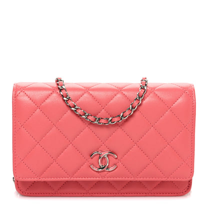 Chanel Lambskin Quilted Wallet On Chain WOC Pink 1 of 11
