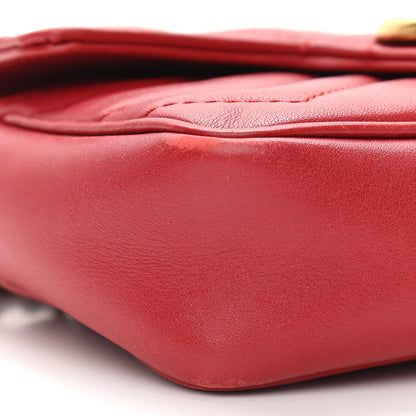 Gucci Calfskin Matelasse Super Mini GG Marmont Shoulder Bag Hibiscus Red 9 of 11