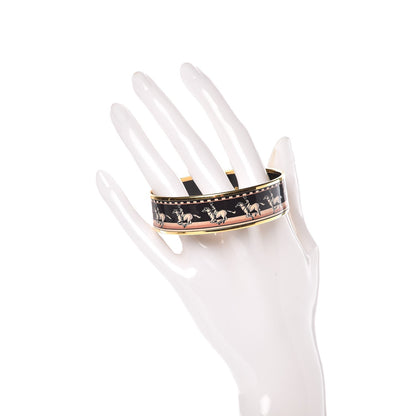 Hermes Enamel Printed Wide Bracelet Black 65 2 of 5