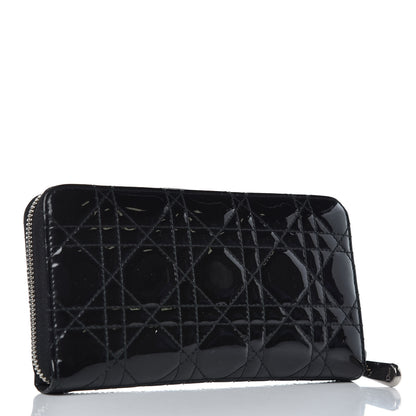 Christian Dior Patent Cannage Lady Dior Continental Zip Wallet Black 3 of 10