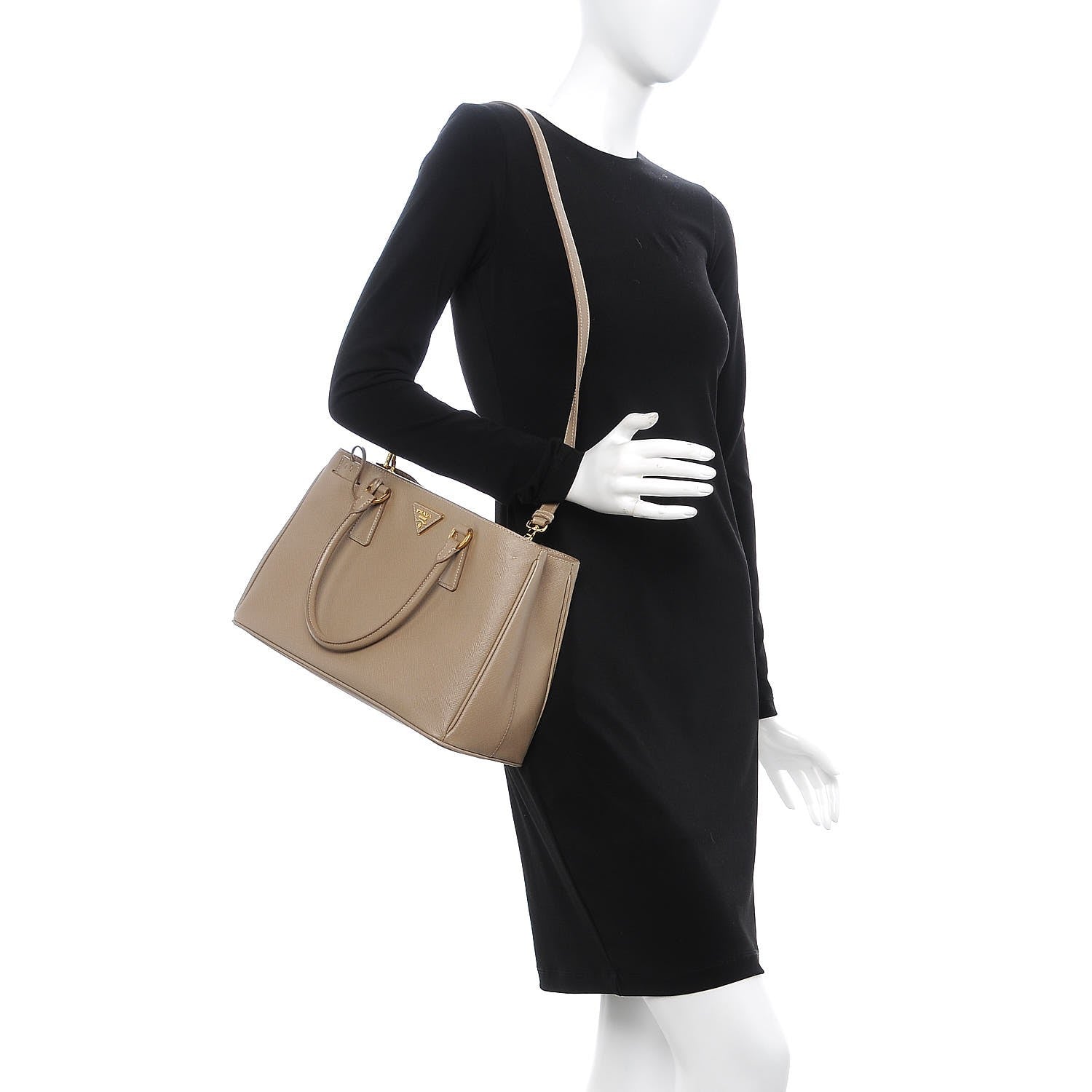 Prada Saffiano Lux Medium Tote Visone 2 of 11