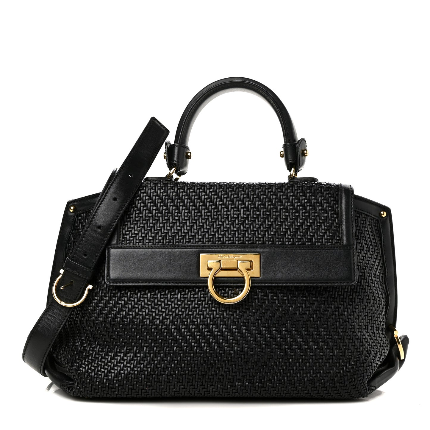 Woven Nappa Sofia Satchel Black