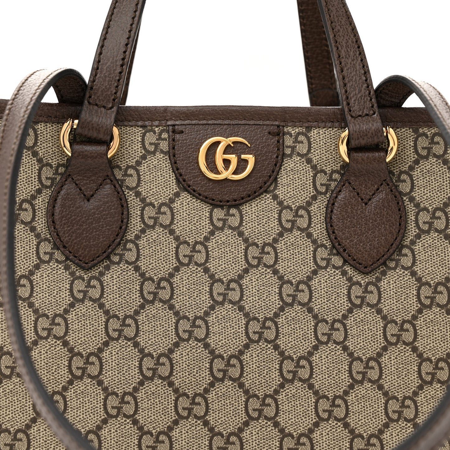 GG Supreme Monogram Textured Calfskin Small Ophidia Shoulder Tote Bag Beige Ebony New Acero