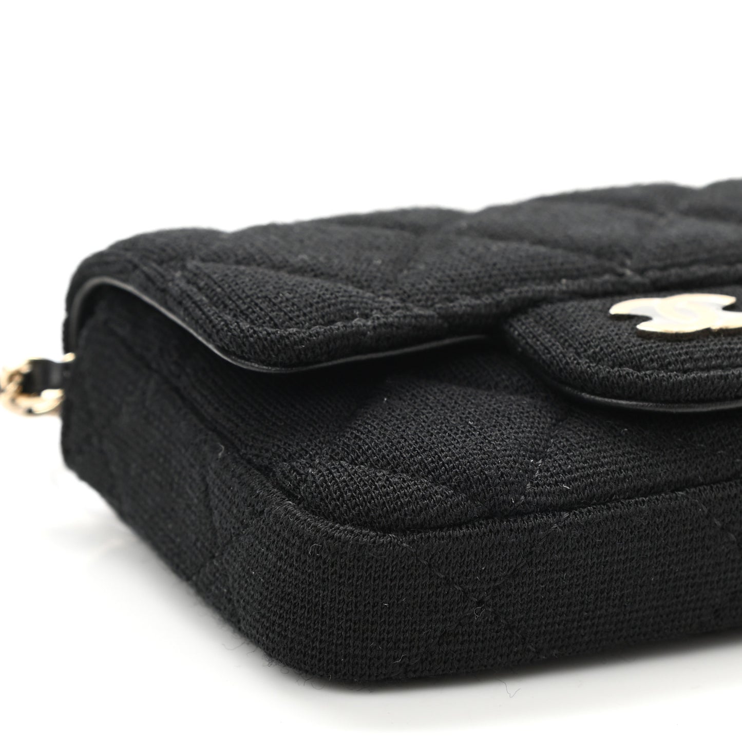 Jersey Quilted Flap Chain Waist Bag Black