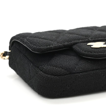 Chanel Jersey Quilted Flap Chain Waist Bag Black 10 of 12