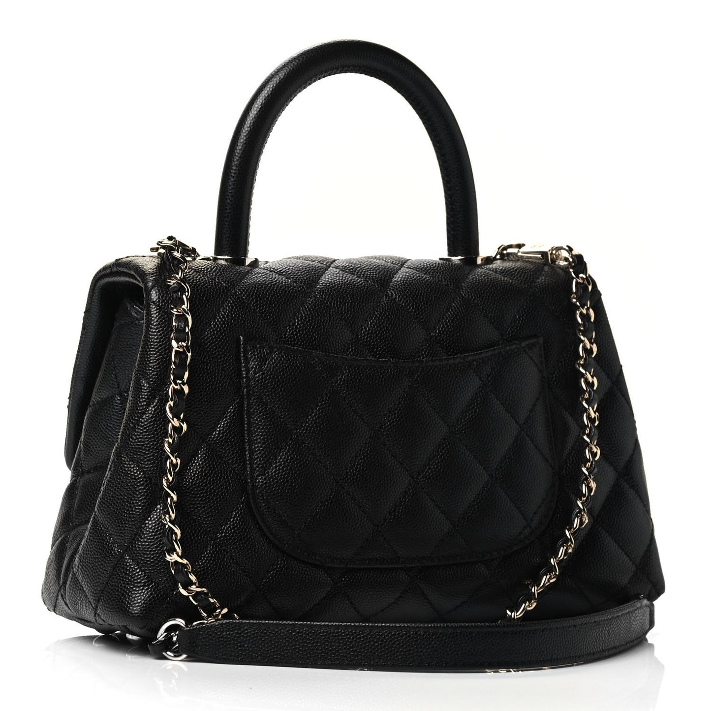 Caviar Quilted Mini Coco Handle Flap Black
