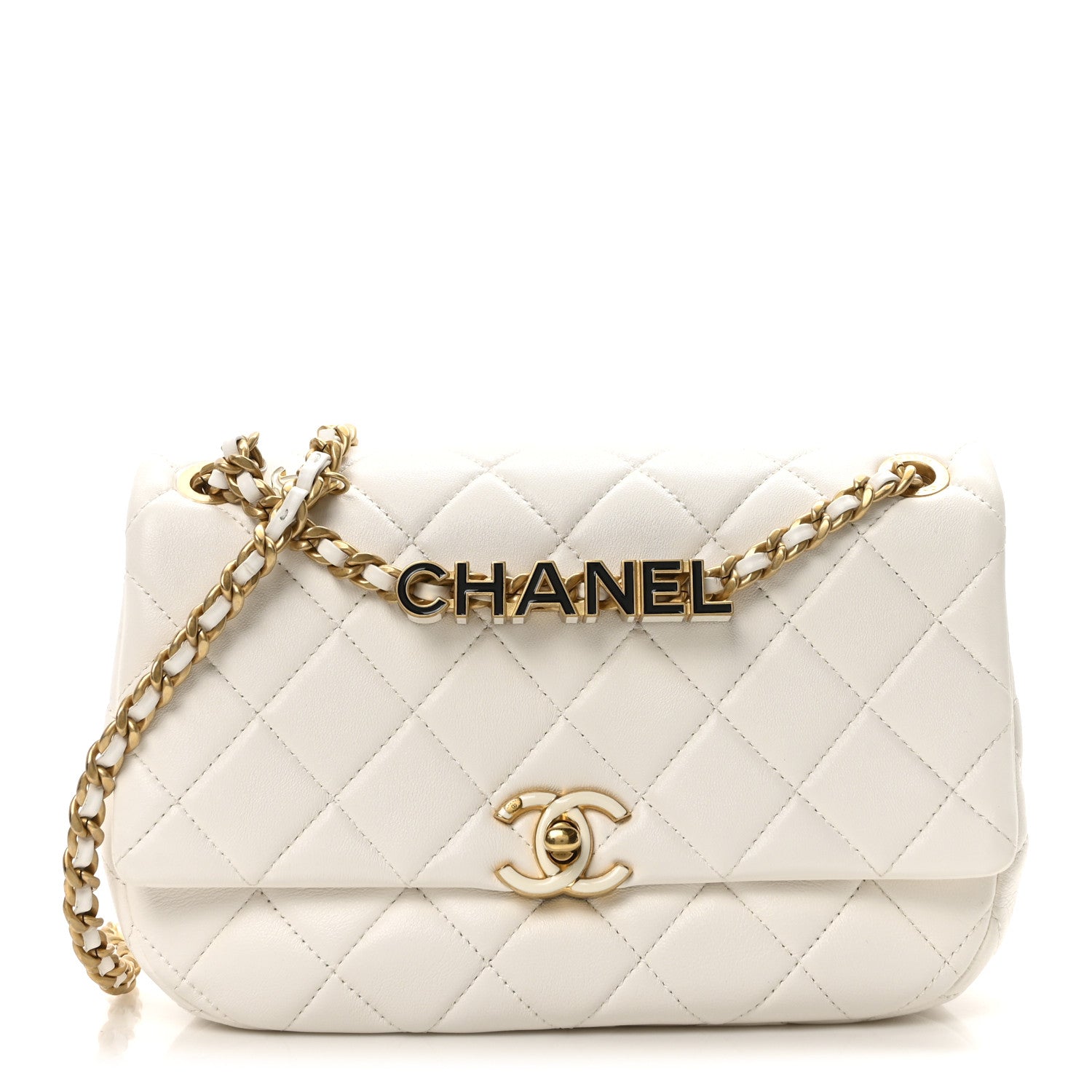 Chanel Lambskin Quilted Chanel Clip Flap White 1 of 10