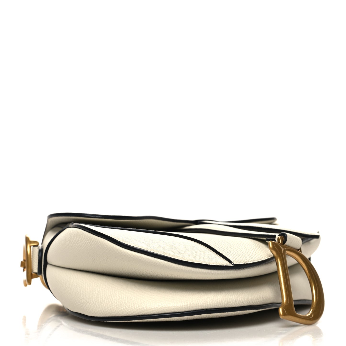 Grained Calfskin Saddle Bag With Strap Latte