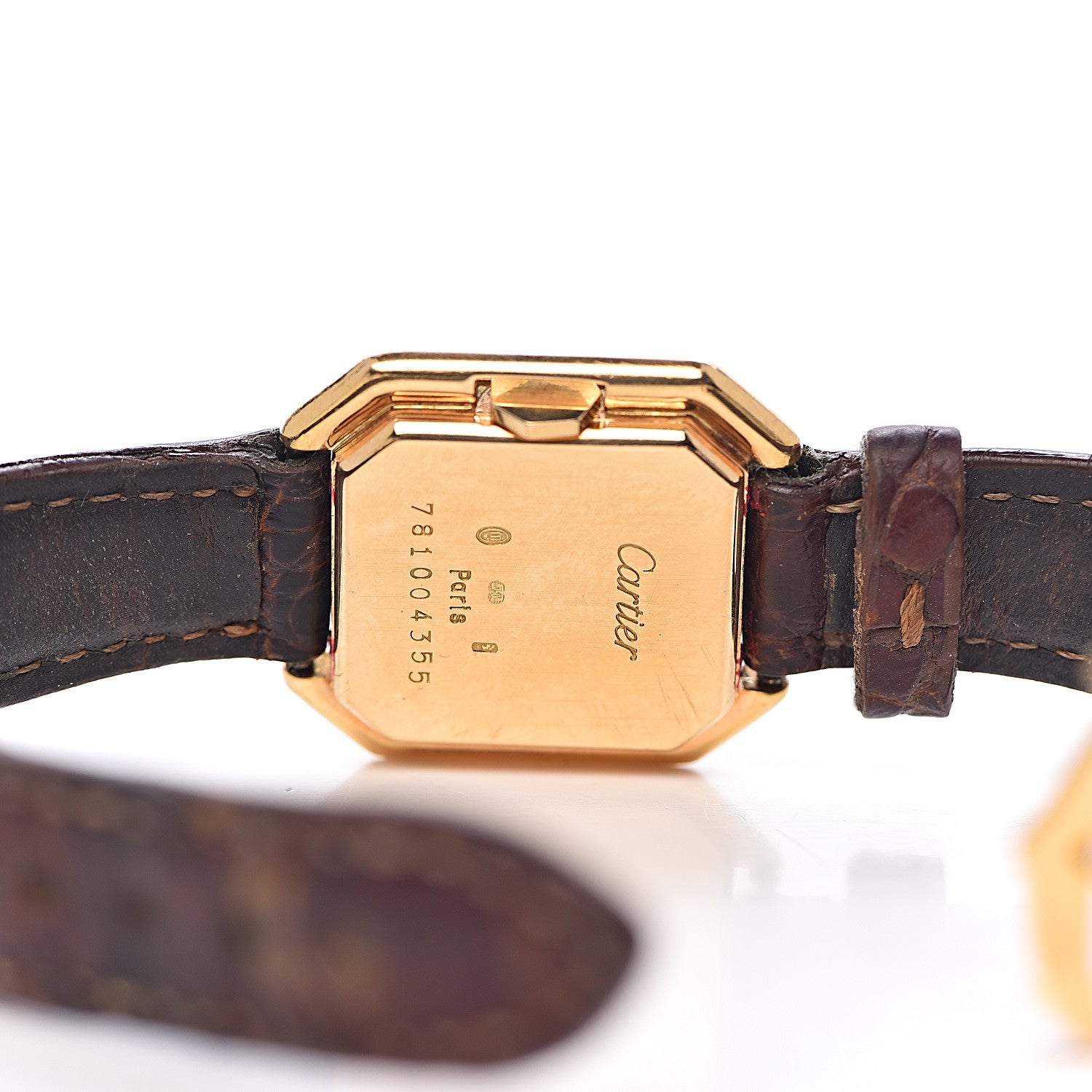 Cartier 18K Yellow Gold Alligator 20mm Ceinture Octagonal Quartz Watch Brown 5 of 12