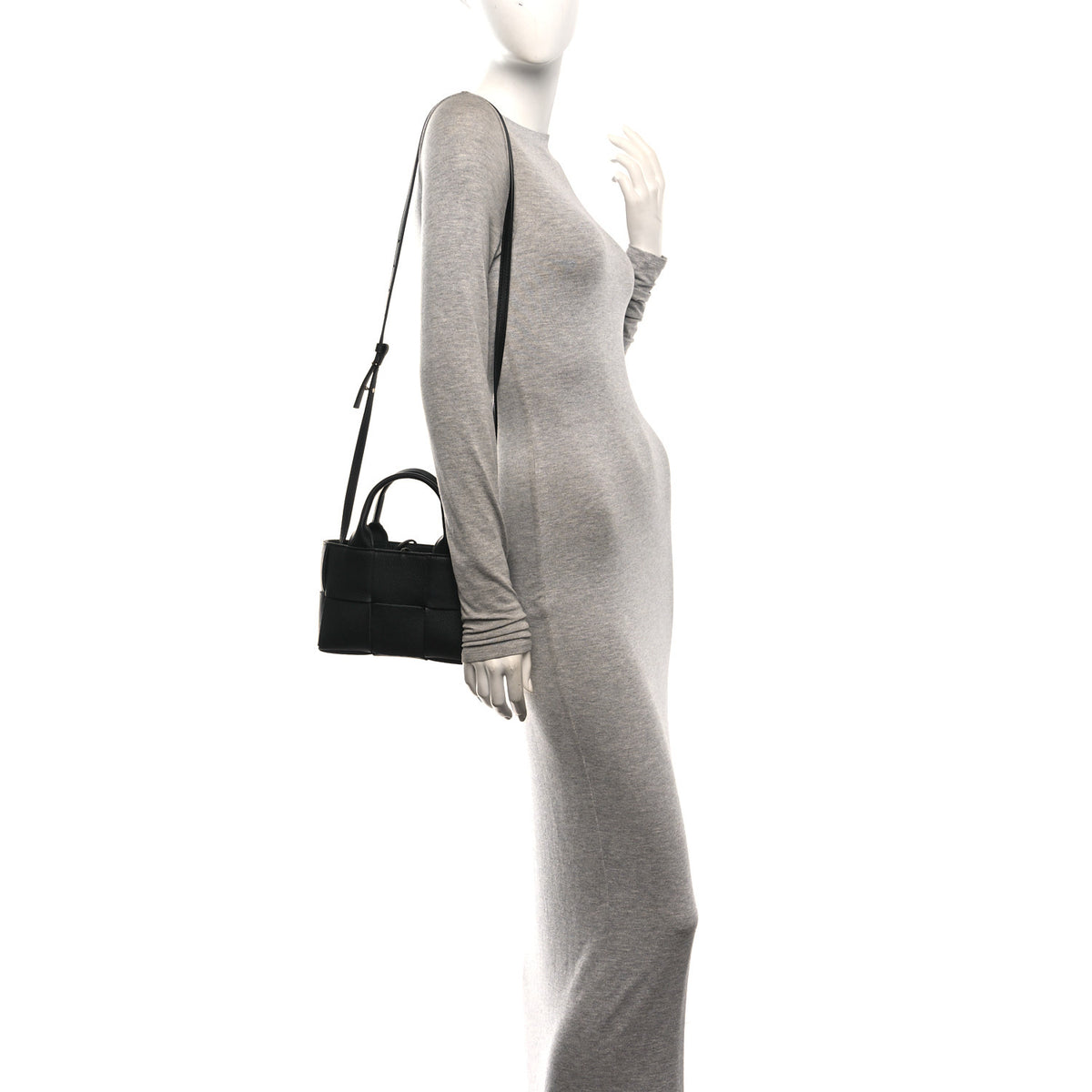 Bottega Veneta Grained Calfskin Maxi Intrecciato Mini Arco Tote Black 2 of 9