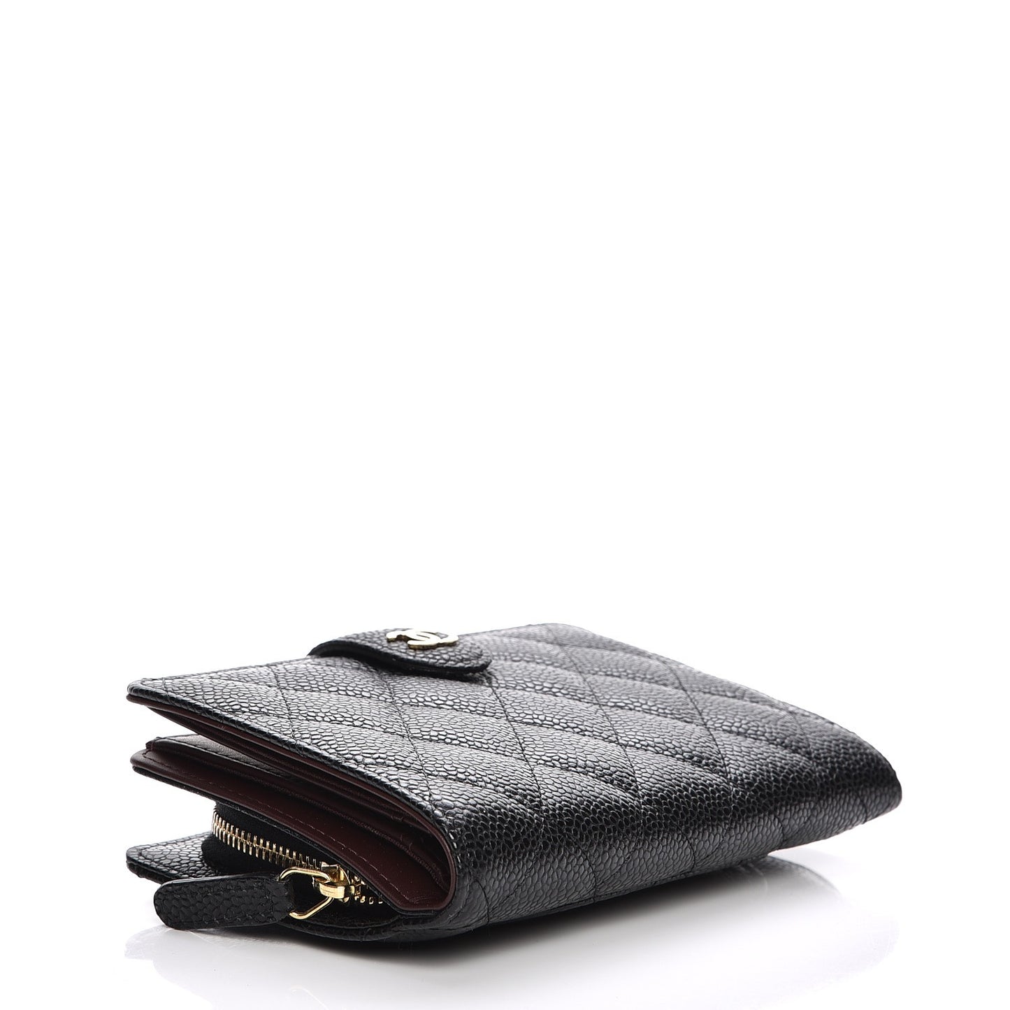 Caviar Quilted Zipped Pocket Wallet Black