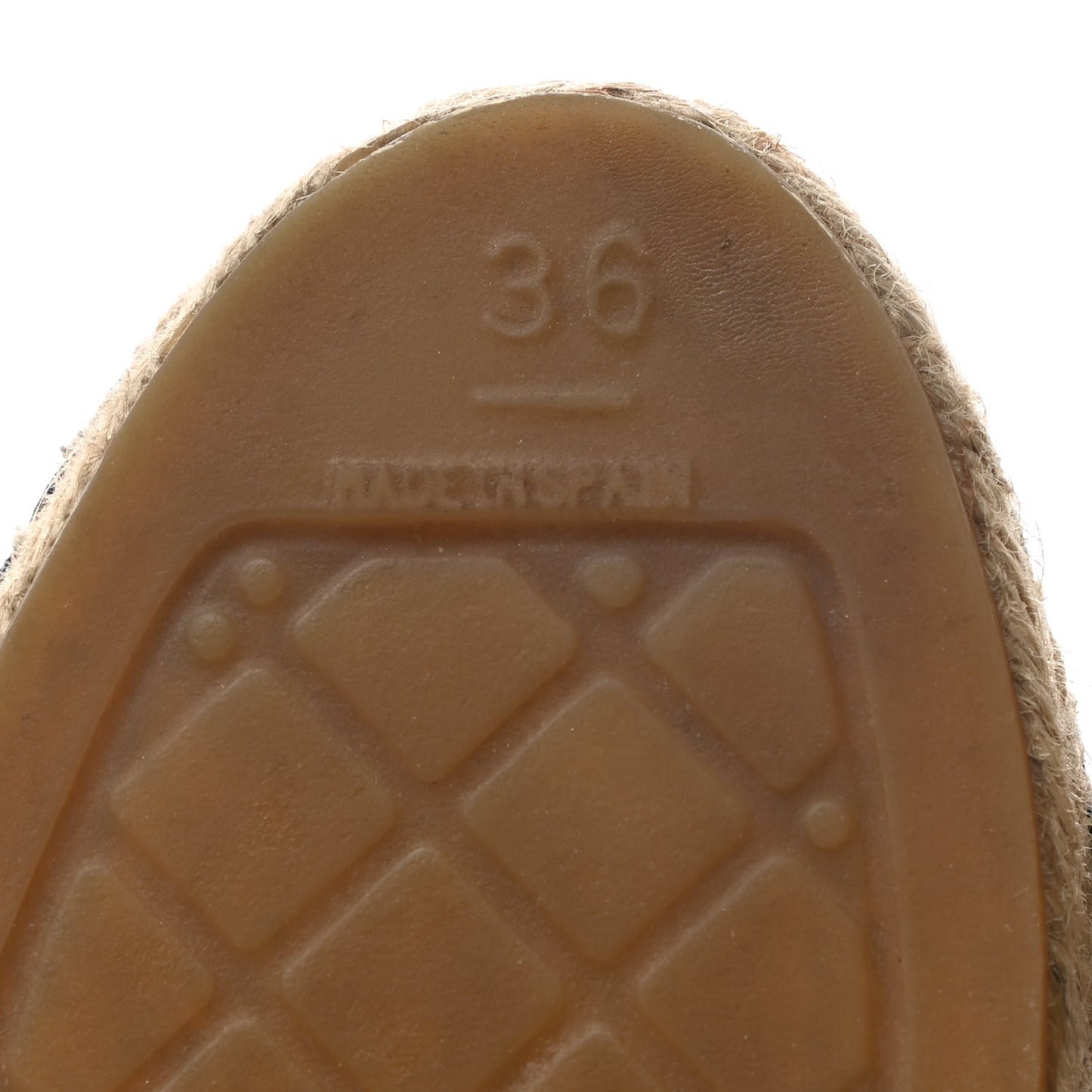 Mesh Grosgrain CC Espadrilles Mule 36 Beige Black