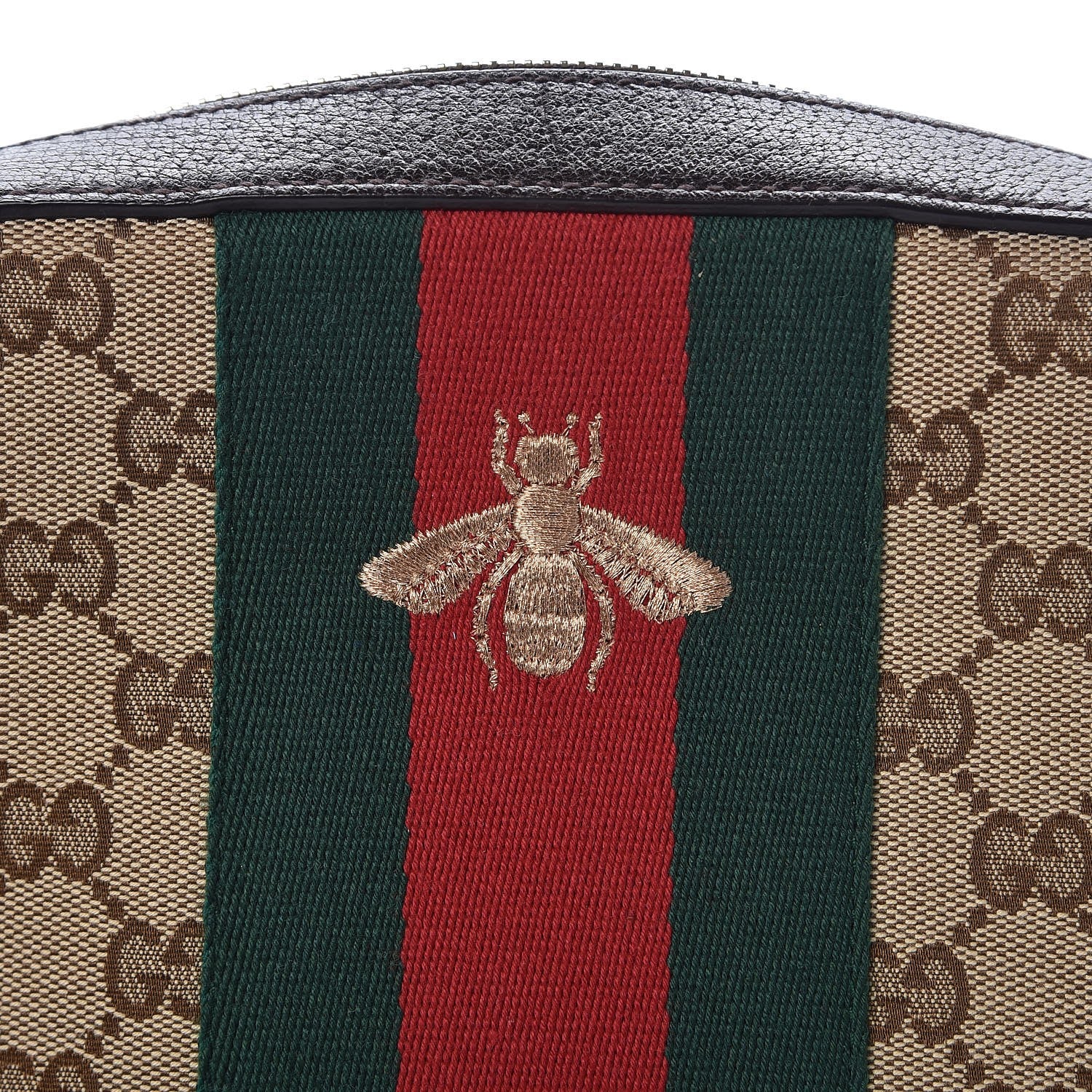 Gucci GG Supreme Monogram Web Small Webby Bee Shoulder Bag Dark Brown 8 of 8
