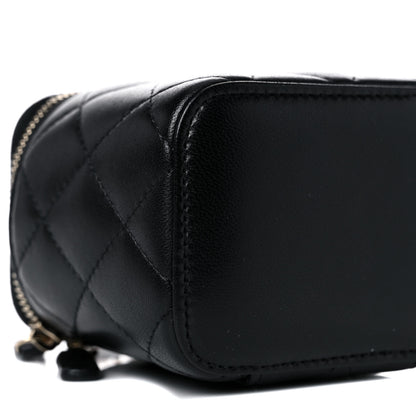 Chanel Lambskin Quilted Top Handle Mini Vanity Case With Chain Black 6 of 10
