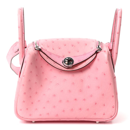 Hermes Ostrich Mini Lindy 20 Rose Bubblegum 1 of 10