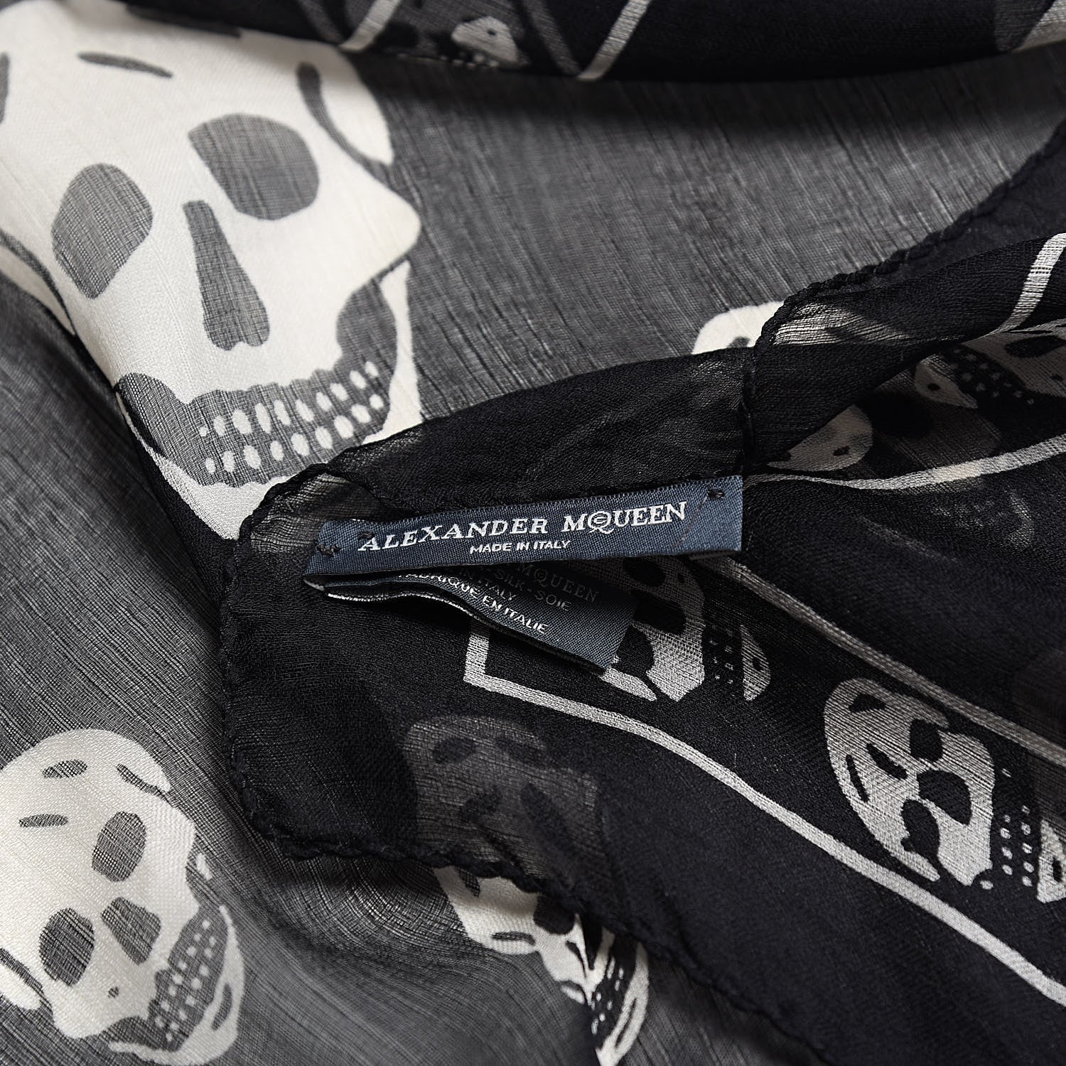 Alexander McQueen Silk Chiffon Skull Scarf Black Ivory 4 of 5