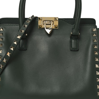 Valentino Garavani Vitello Small Rockstud Double Handle Tote Smeraldo 7 of 9