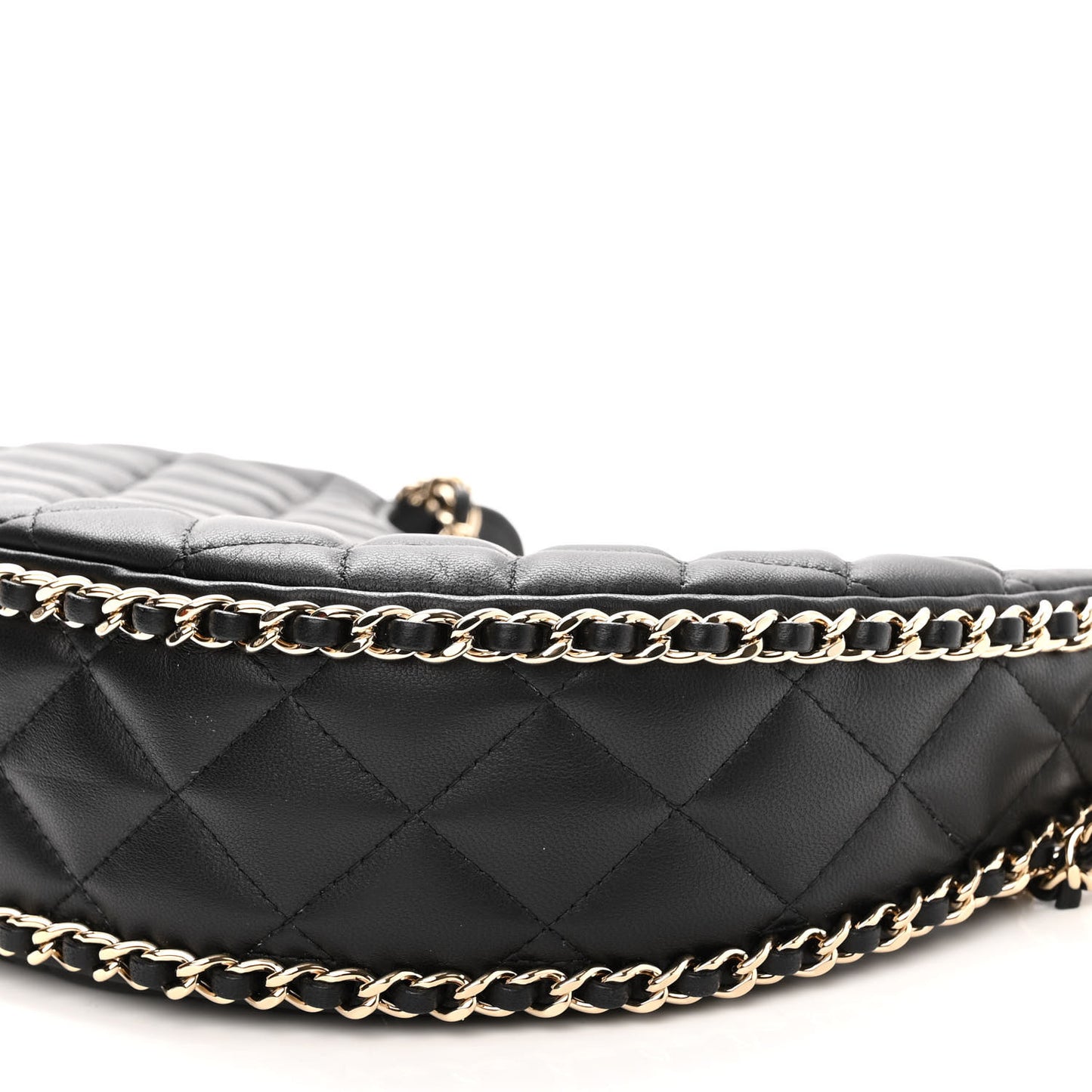 Lambskin Quilted Small Hobo Bag Black