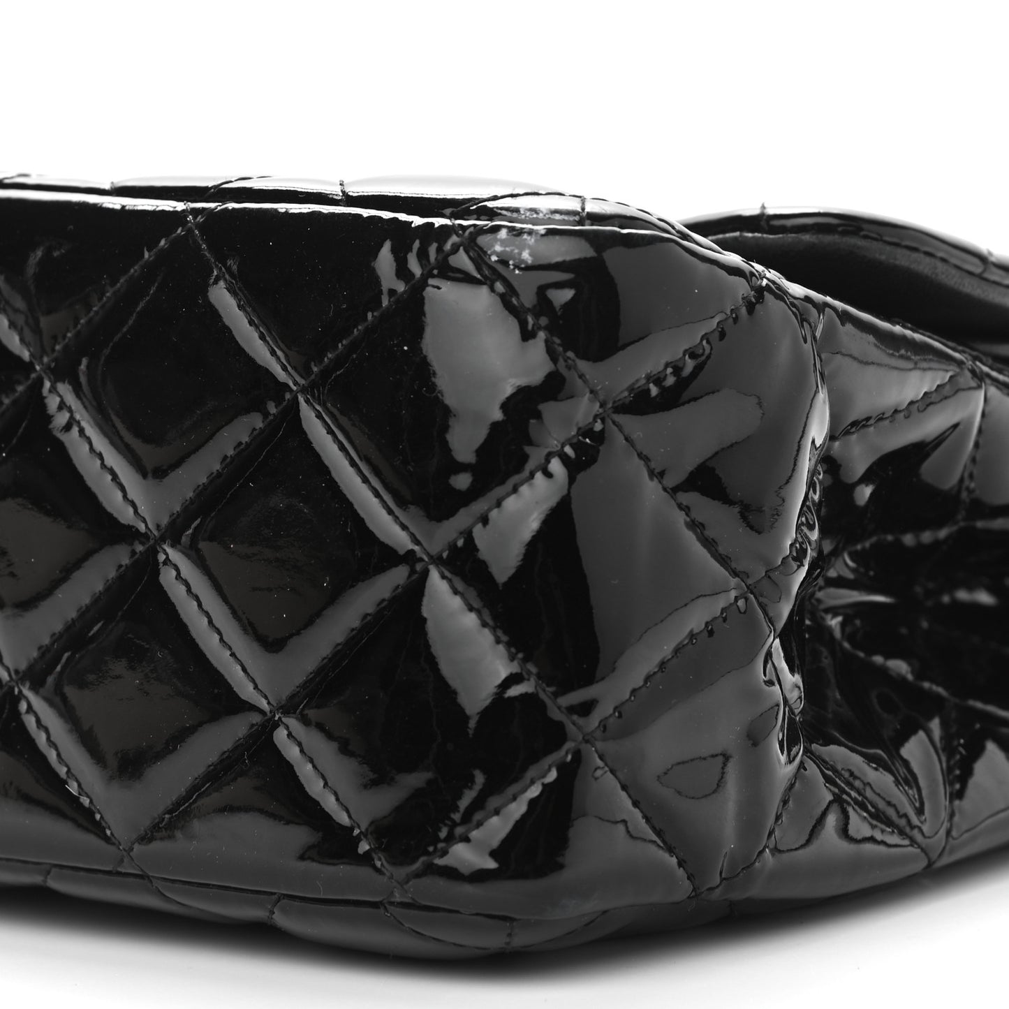 Patent Quilted Jumbo Double Flap Black