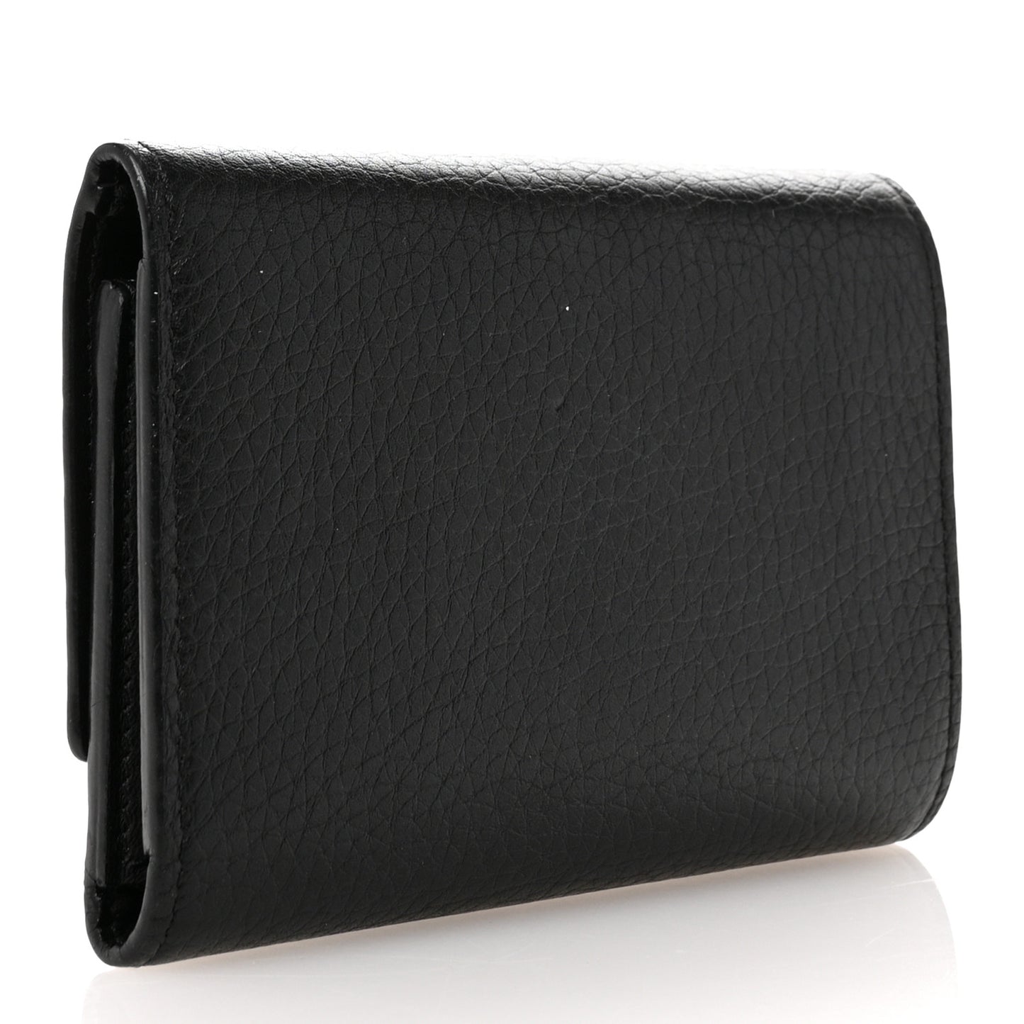 Taurillon Perforated Capucines Compact Wallet Black