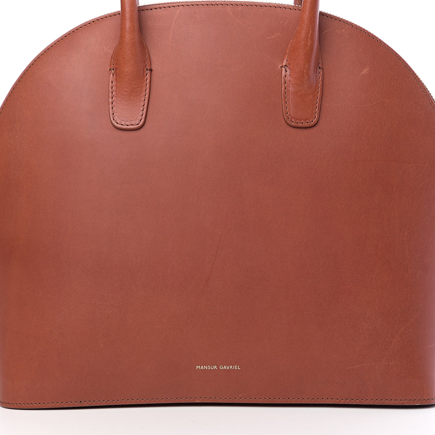 Calfskin Top Handle Rounded Bag Brandy