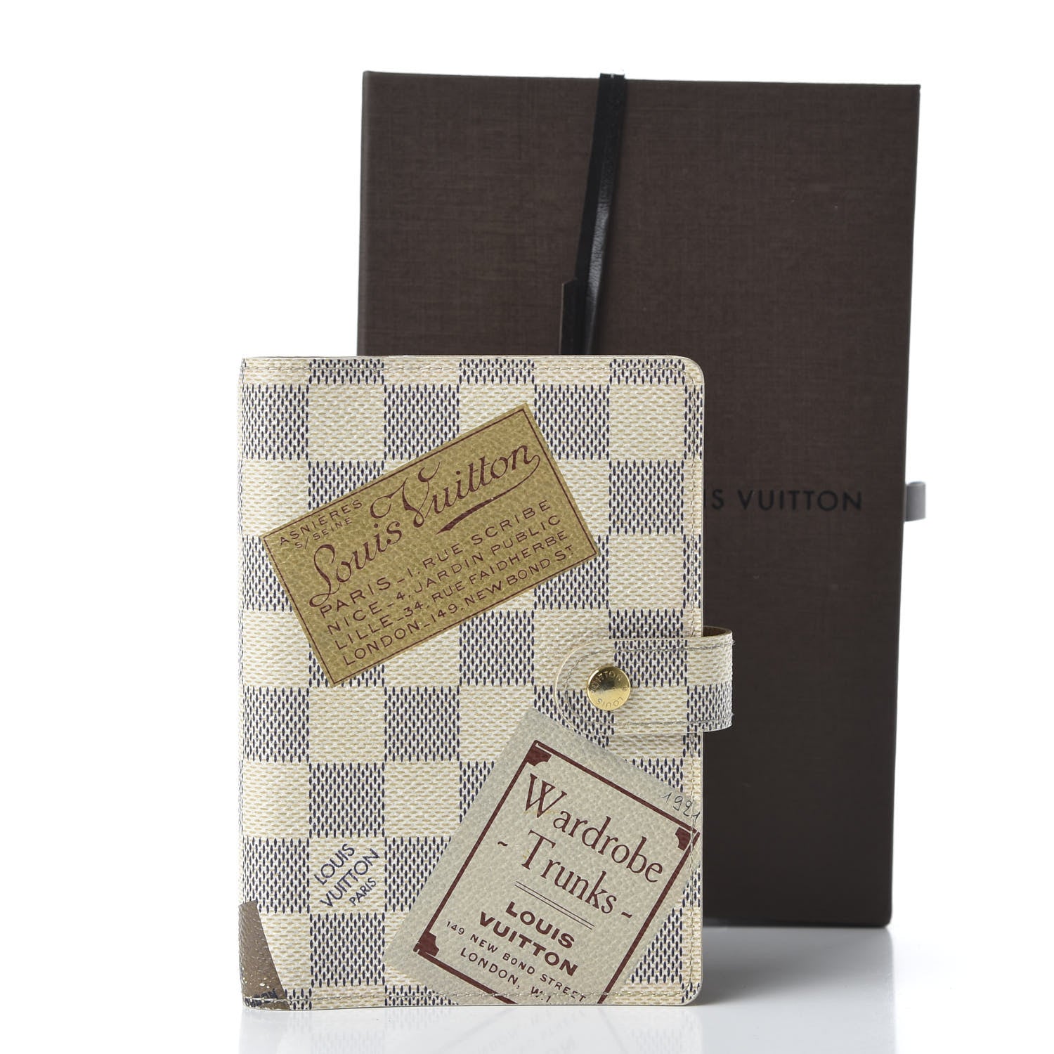 Louis Vuitton Damier Azur Illustre Small Trunks Labels Ring Agenda Cover 10 of 10