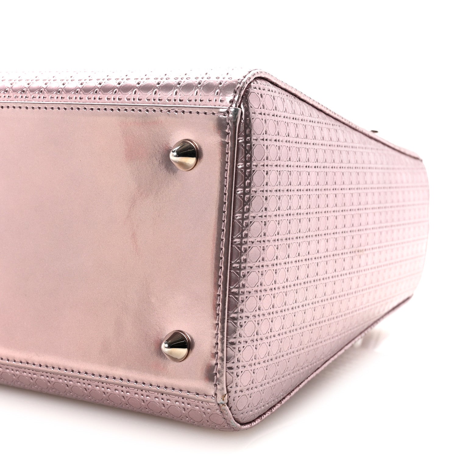 Christian Dior Metallic Patent Micro-Cannage Medium Lady Dior Pink 9 of 9