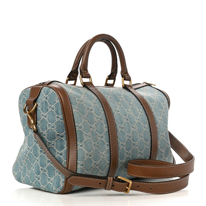 Gucci Denim Monogram Medium Joy Boston Blue 3 of 12