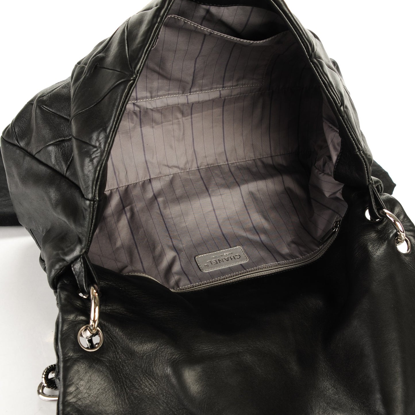 Lambskin Quilted Soft Squares Origami Flap Black