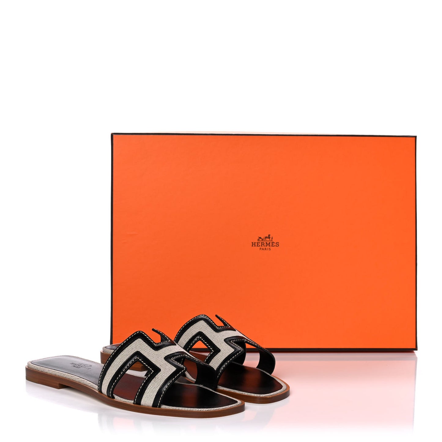 Calfskin Canvas Oran Sandals 38 Black