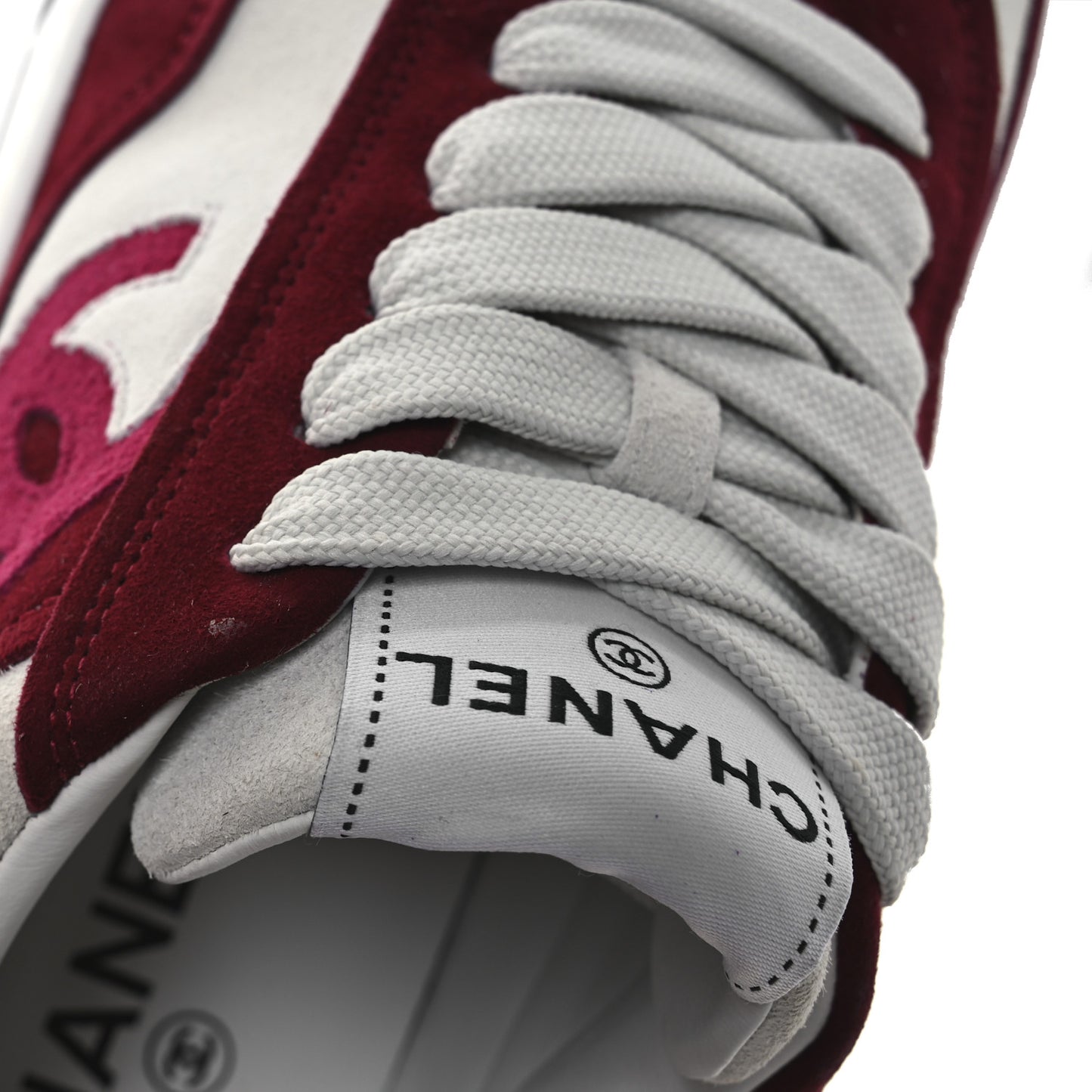 Suede Kidskin Womens CC Sneakers 38.5 Burgundy White