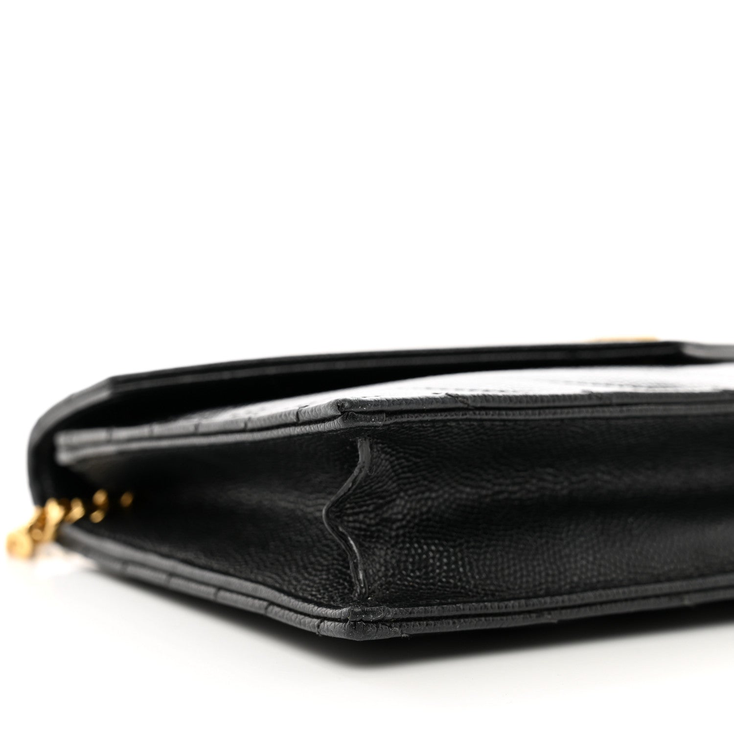 Saint Laurent Grain De Poudre Matelasse Chevron Monogram Envelope Chain Wallet Black 9 of 11