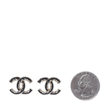 Chanel Enamel CC Baroque Earrings Black Gold 2 of 4