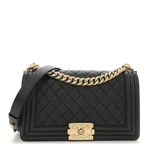 Caviar Quilted Medium Boy Flap Black